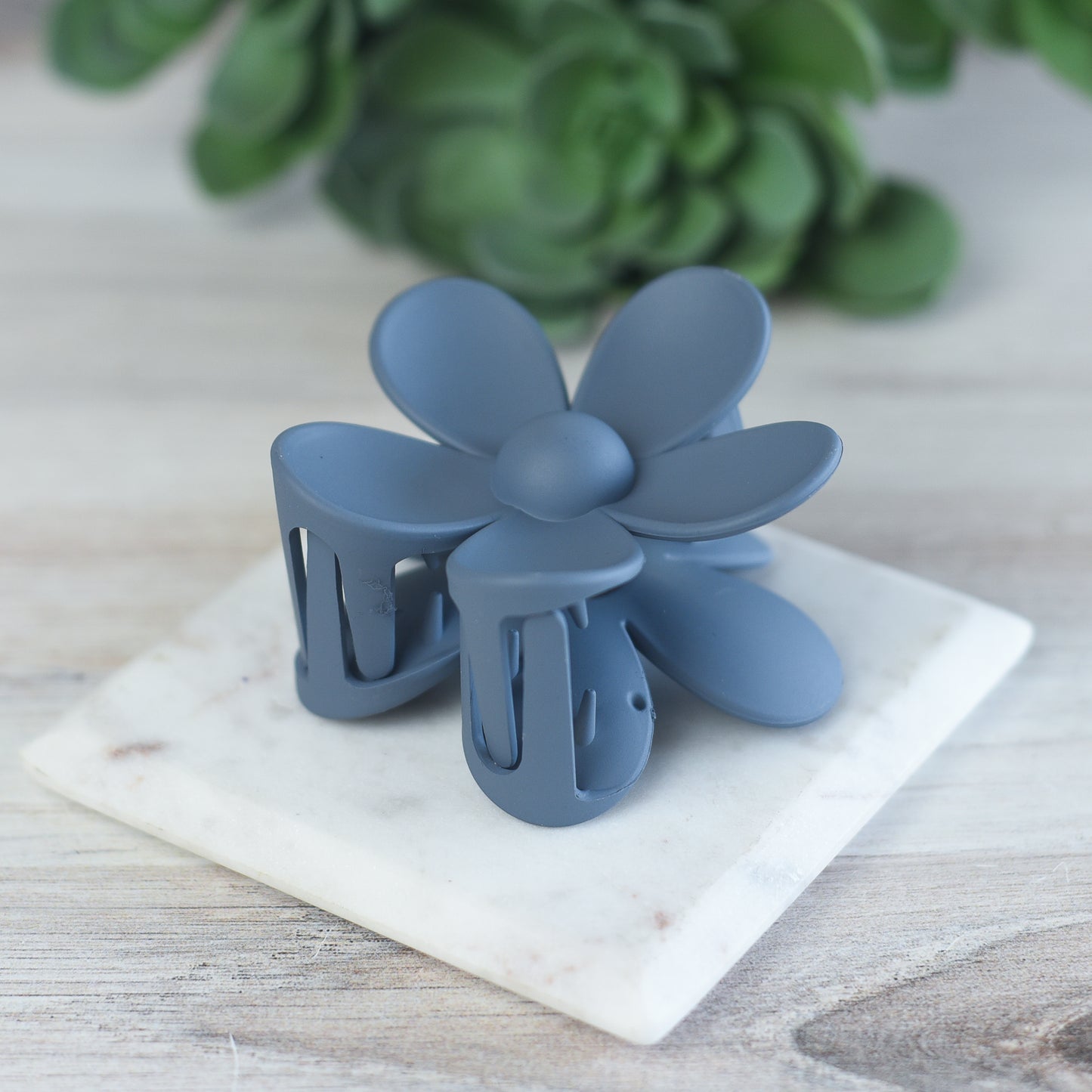 Andrea Large Flower Hair Clip-Charcoal Gray