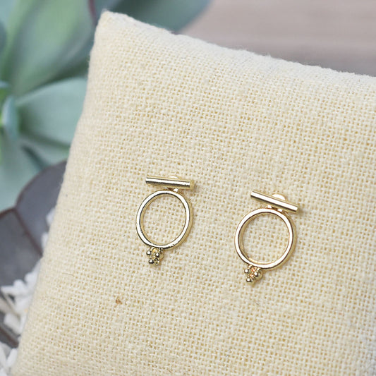 Gold Bar and Circle Convertible Earrings