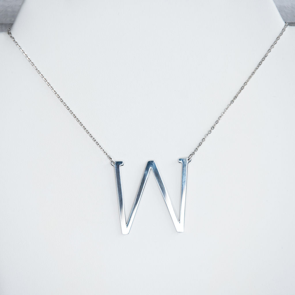 Large Letter / Initial Necklace In Silver