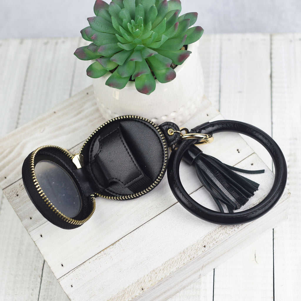 Anna Hands Free Bangle Keychain with Wireless Headphone and Mirror Zip Case