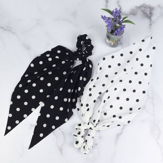 Jumbo Dot Hair Scarf in Black or White Polka Dots