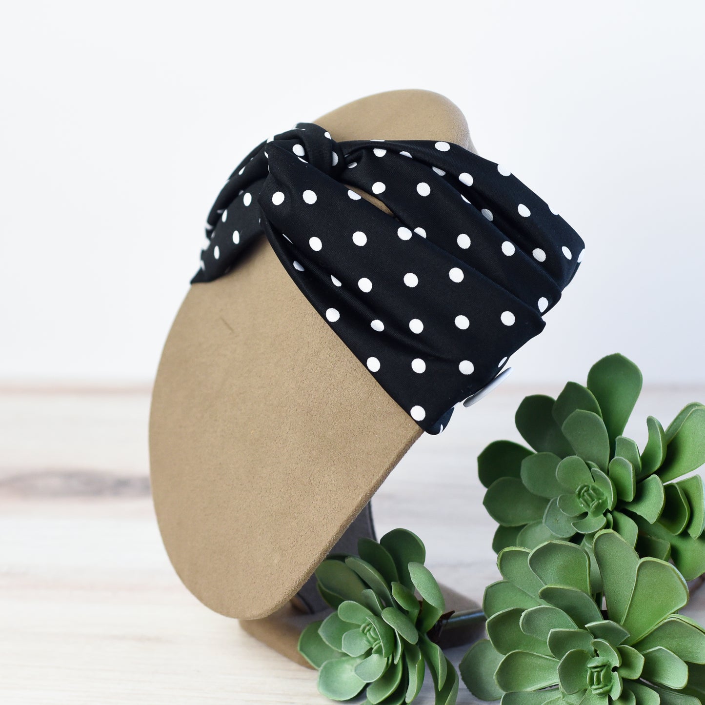 Button Twist Front Head Wrap in Black (for masks)
