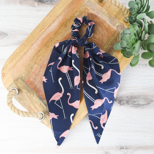 Navy Blue Flamingo Hair Scarf