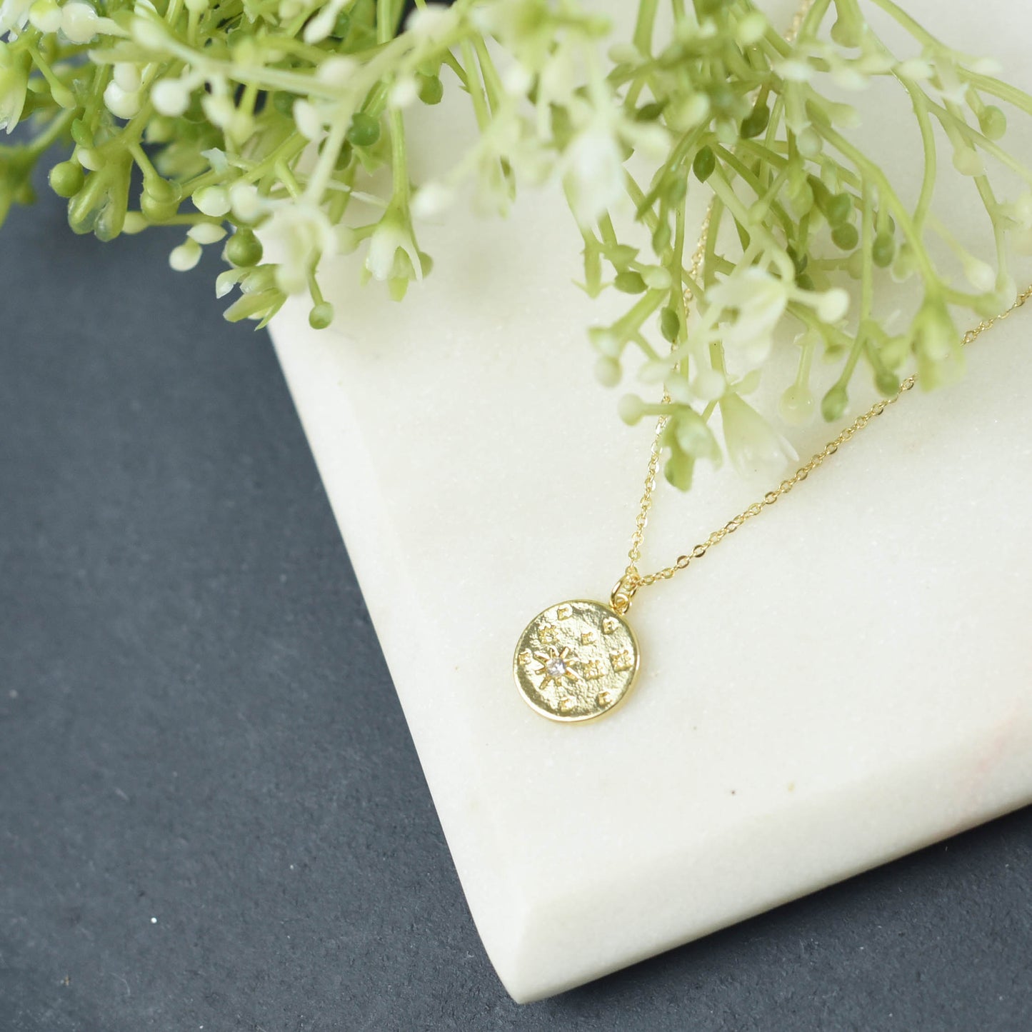 North Star Gold Medallion Pendant Necklace