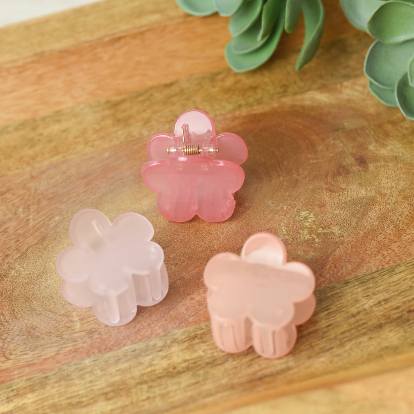 Small Flower Hair Clips-Pink