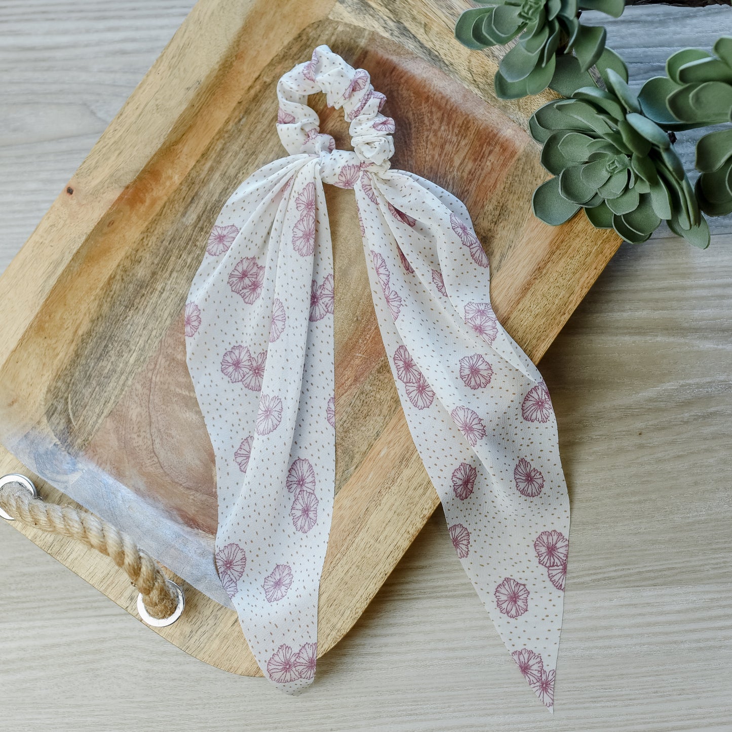 Pink Dotty Hibiscus Hair Scarf