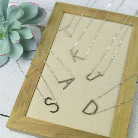 Large Letter / Initial Necklace In Silver