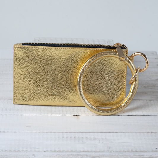 Carly Hands Free Bangle Keychain with Wristlet-Gold