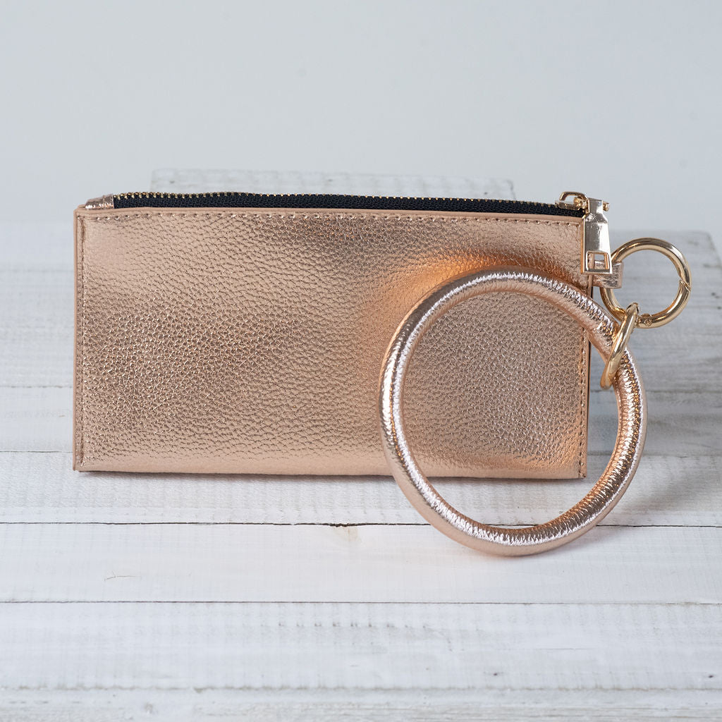 Carly Hands Free Bangle Keychain with Wristlet-Rose Gold