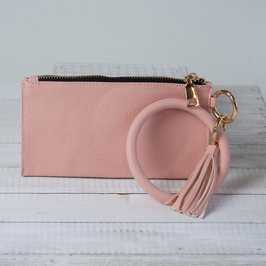 Jenny Hands Free Bangle Keychain with Tassel and Wristlet-Blush Pink