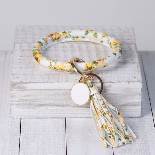 Hannah Hands Free Bangle Keychain-Yellow Floral