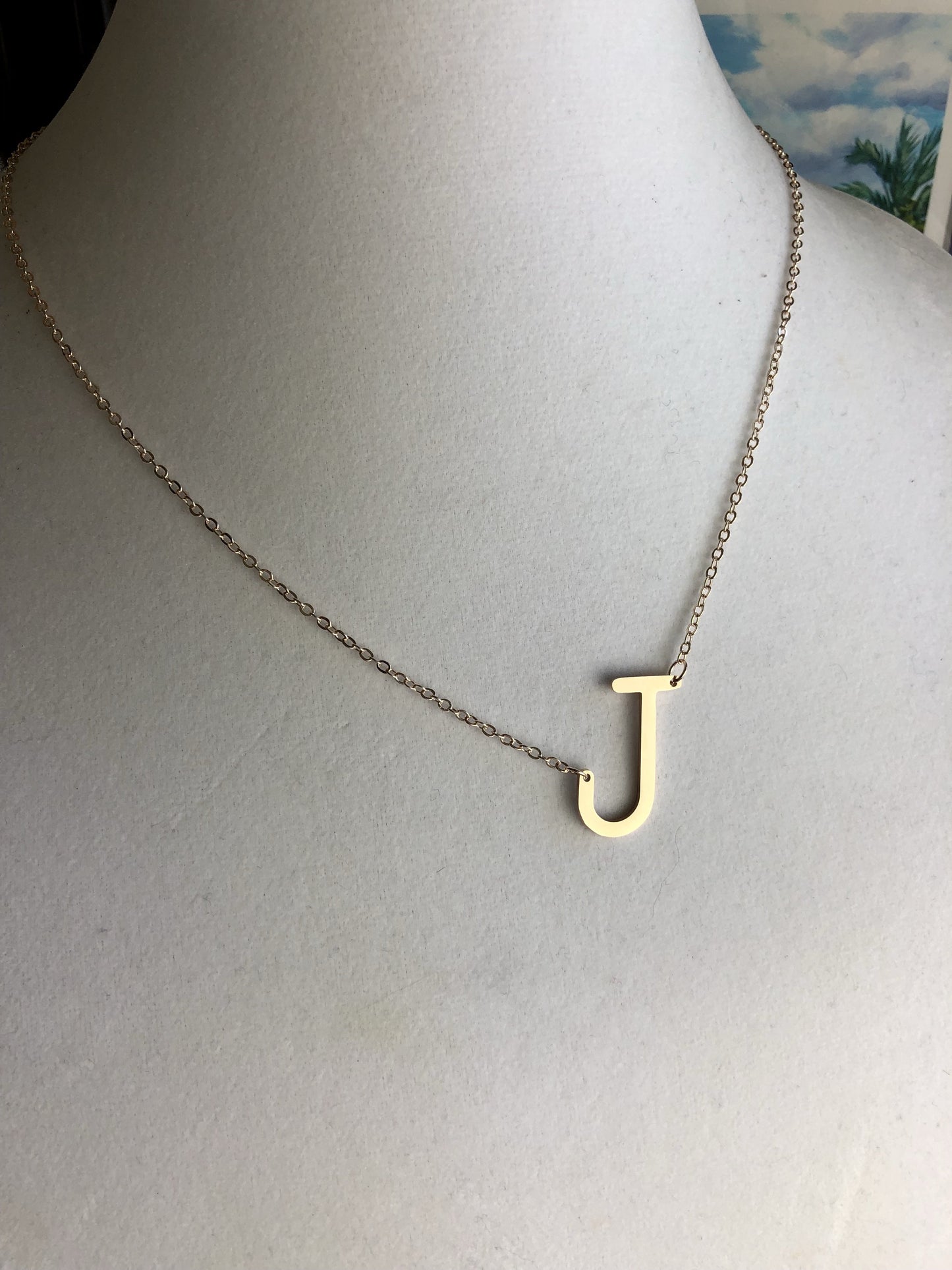 Medium Silver Letter Initial Necklace
